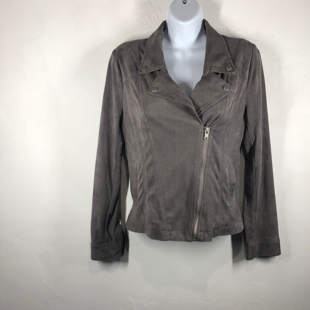 Skies are Blue gray faux suede moto jacket size xs